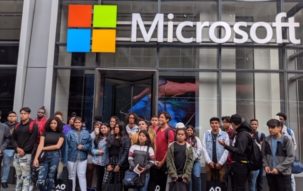 Liberty Partnership Students in front of Microsoft